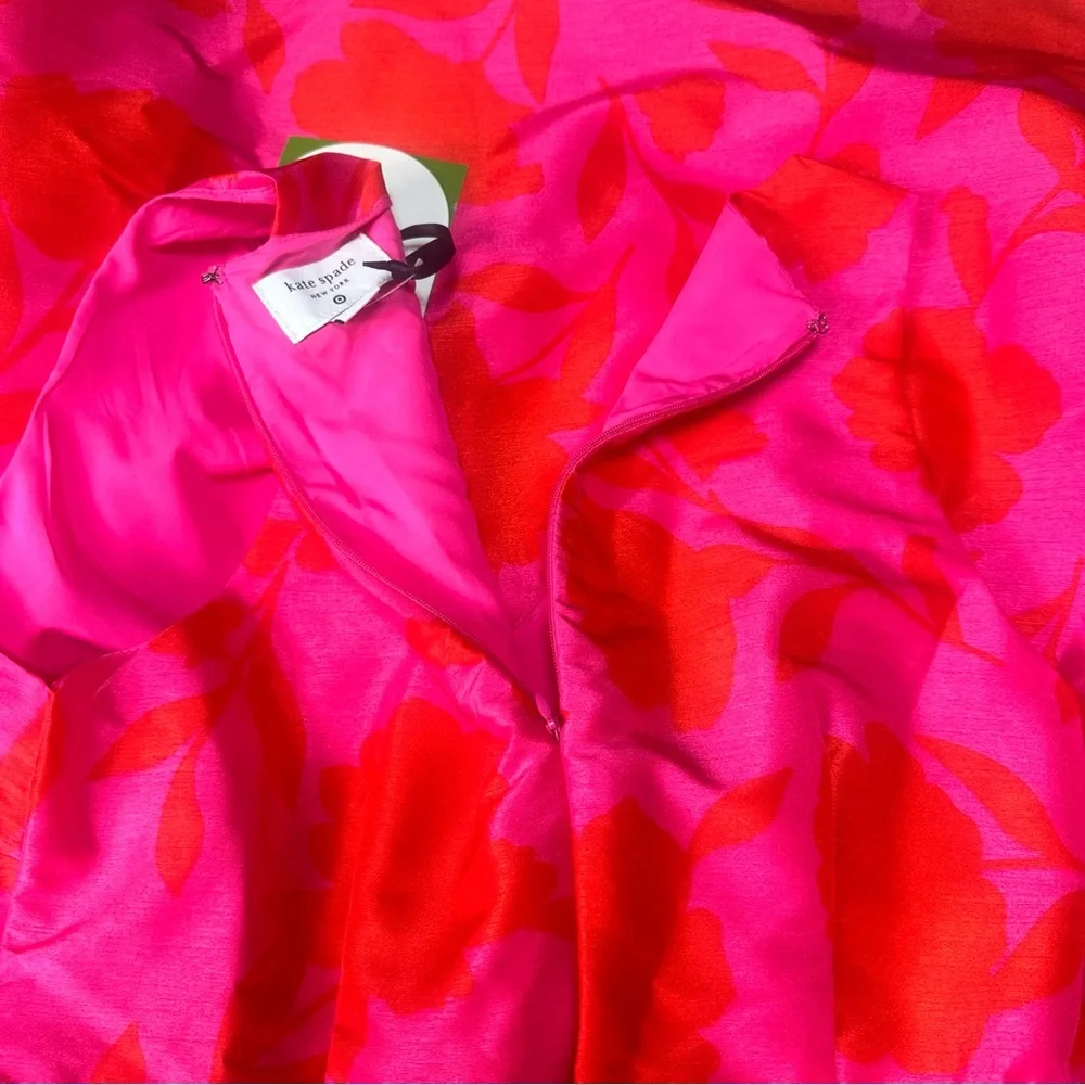 Kate Spade x‎ Target Classic Rose Peplum Midi Dress in Pink and Red Size 6 NWT